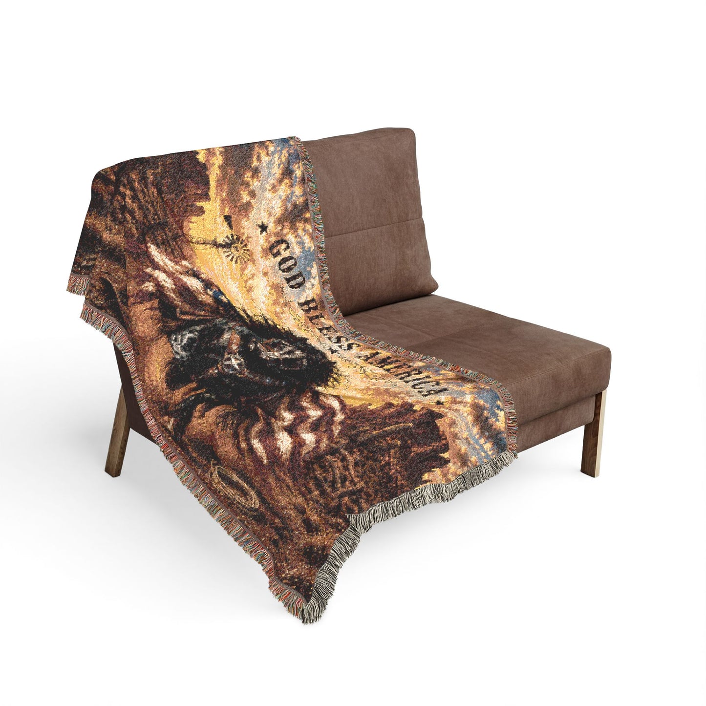 God Bless America Horse Woven Blanket – Patriotic Western Throw
