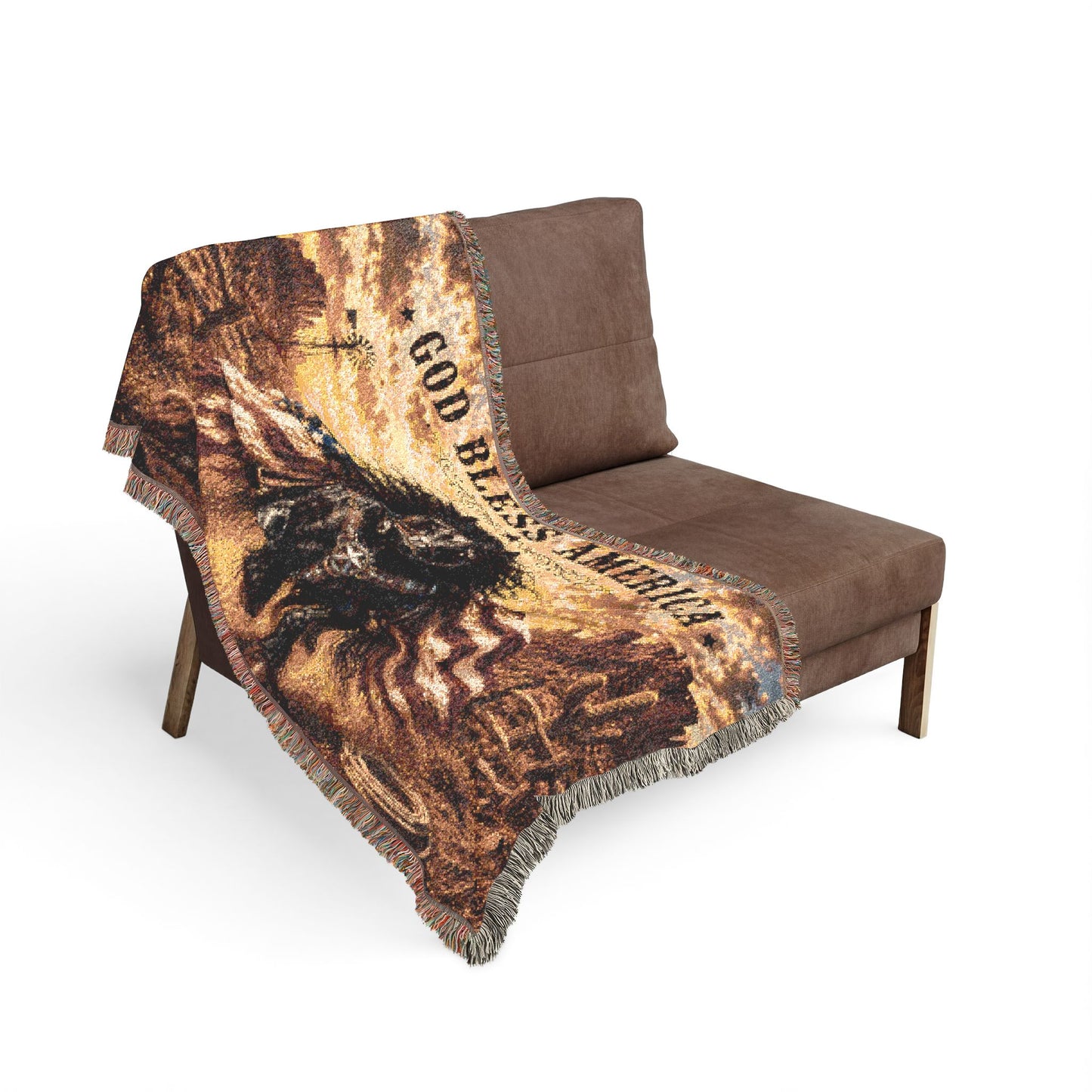 God Bless America Woven Blanket — Patriotic Western Horse Throw