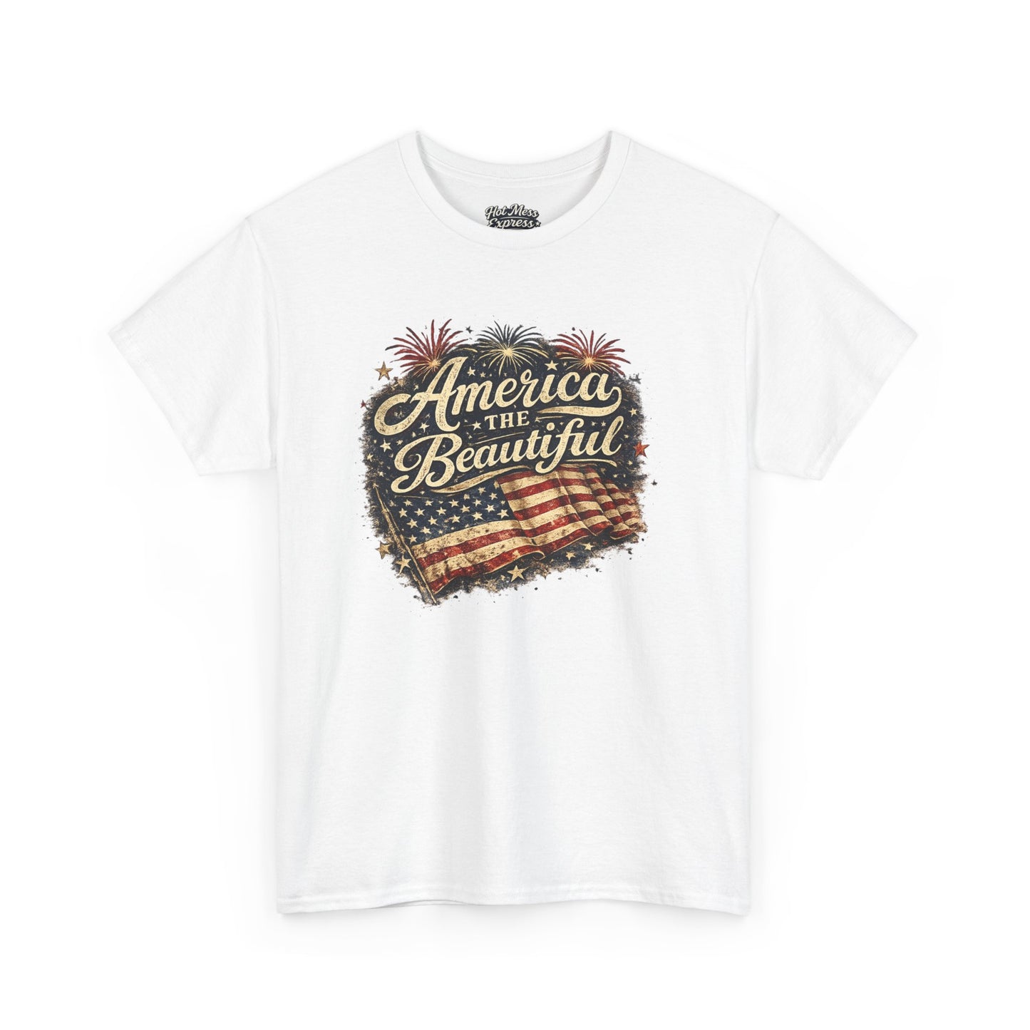 America the Beautiful T-Shirt — Vintage Flag Patriotic Tee for 4th of July