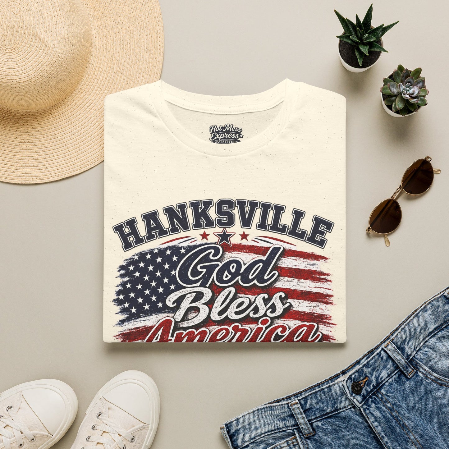 God Bless America T‑Shirt — Hanksville Patriotic USA Flag Tee