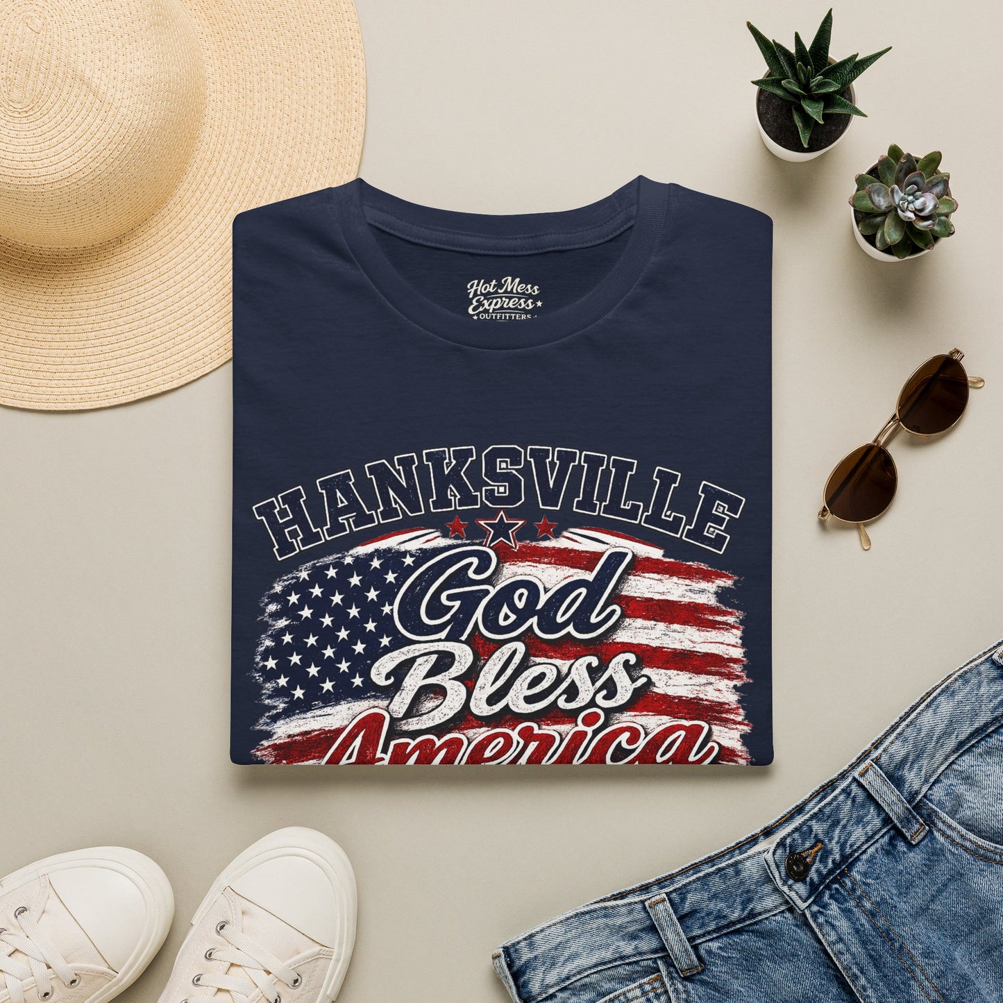 God Bless America T‑Shirt — Hanksville Patriotic USA Flag Tee