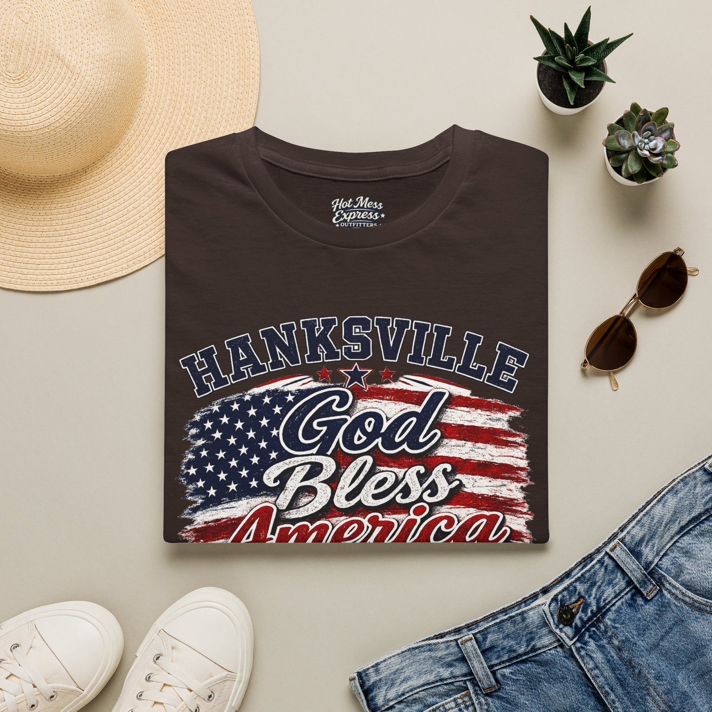 God Bless America T‑Shirt — Hanksville Patriotic USA Flag Tee
