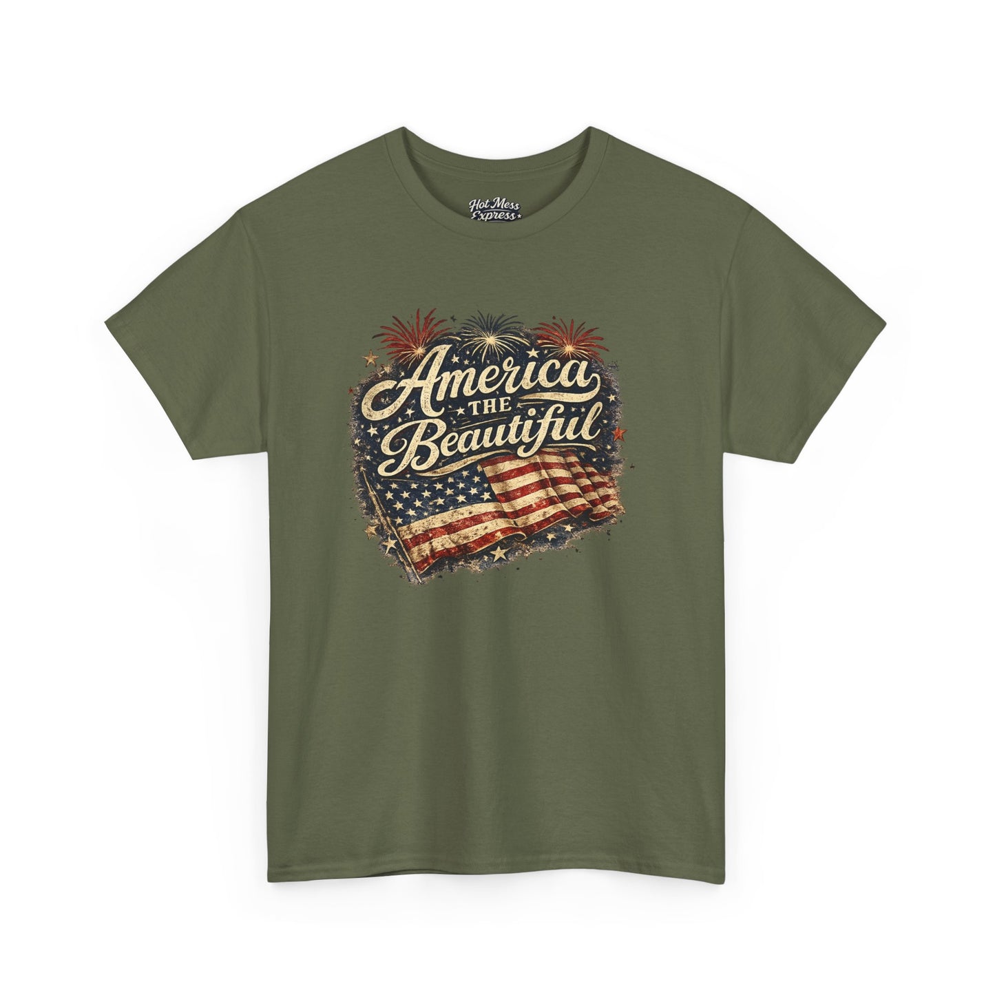 America the Beautiful T-Shirt — Vintage Flag Patriotic Tee for 4th of July
