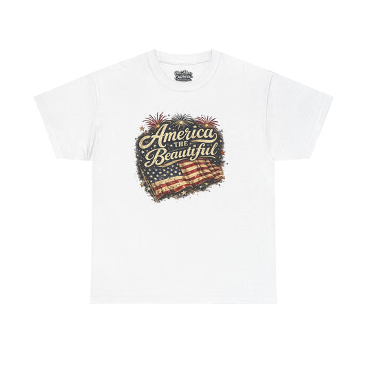 America the Beautiful T-Shirt — Vintage Flag Patriotic Tee for 4th of July