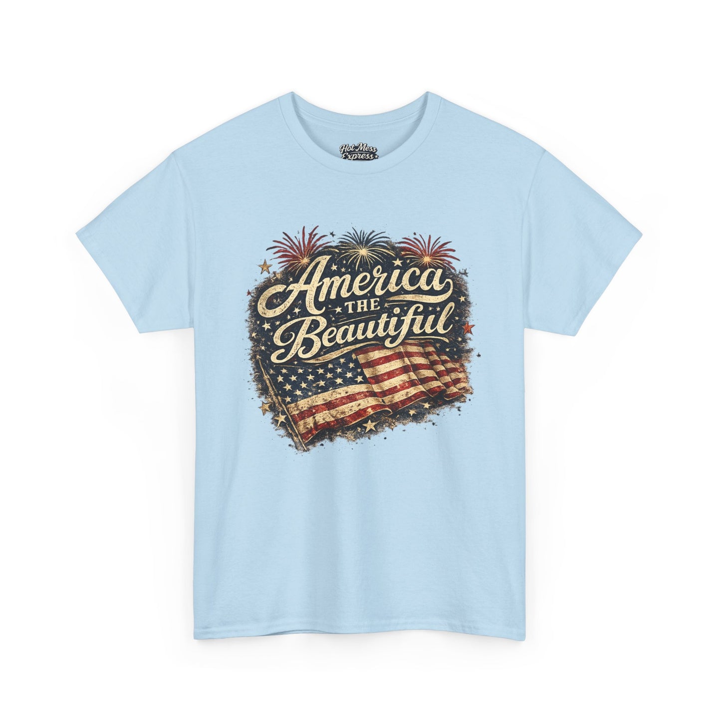America the Beautiful T-Shirt — Vintage Flag Patriotic Tee for 4th of July