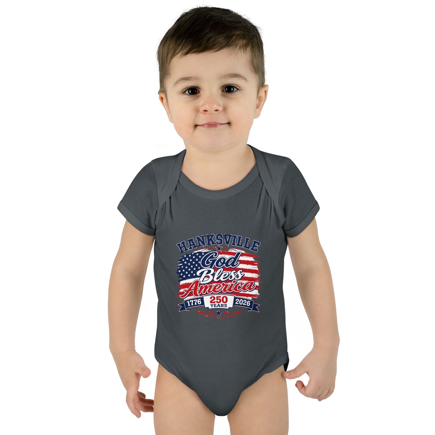 Infant Bodysuit - "Hanksville God Bless America" Patriotic Baby Onesie (4th of July, Memorial Day)