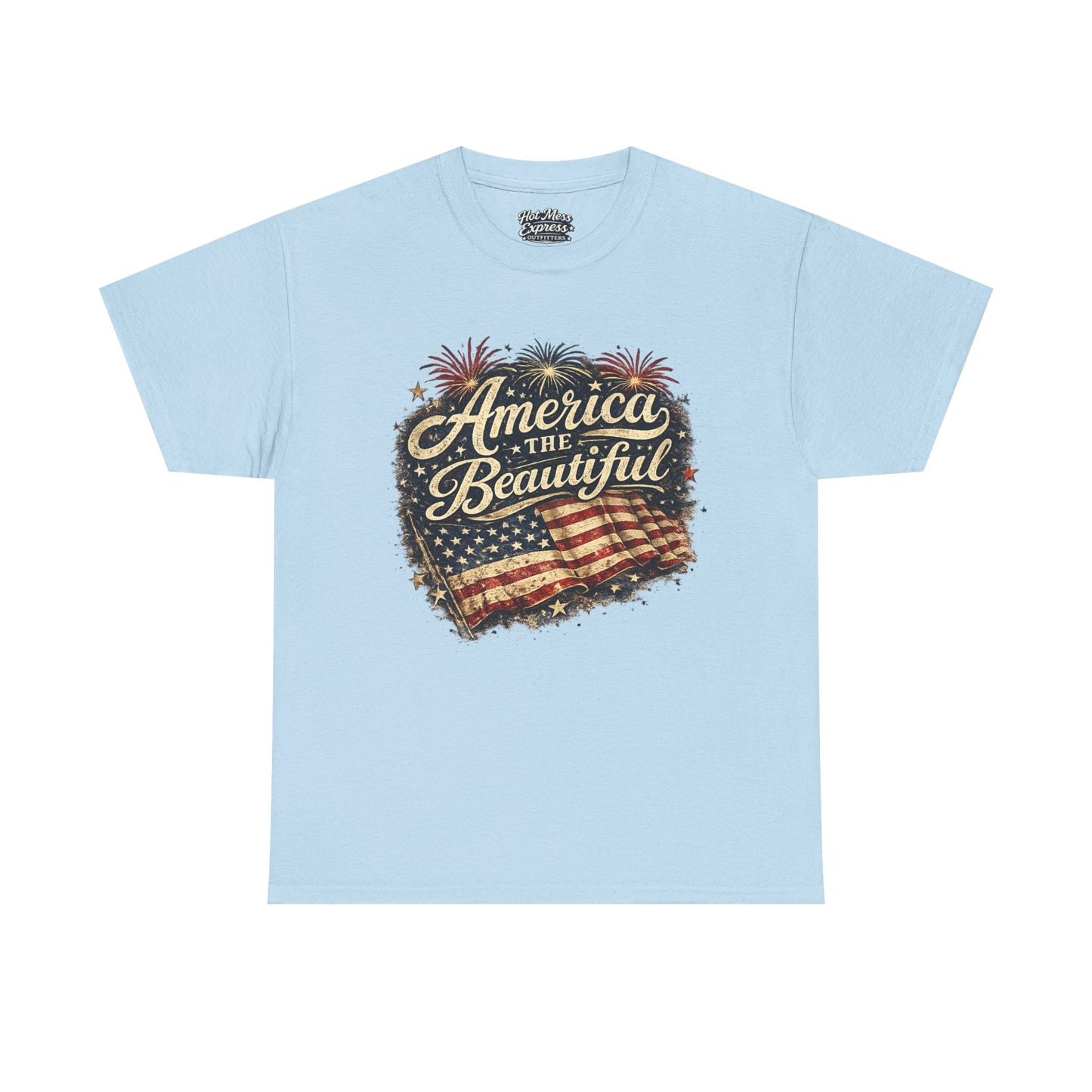 America the Beautiful T-Shirt — Vintage Flag Patriotic Tee for 4th of July