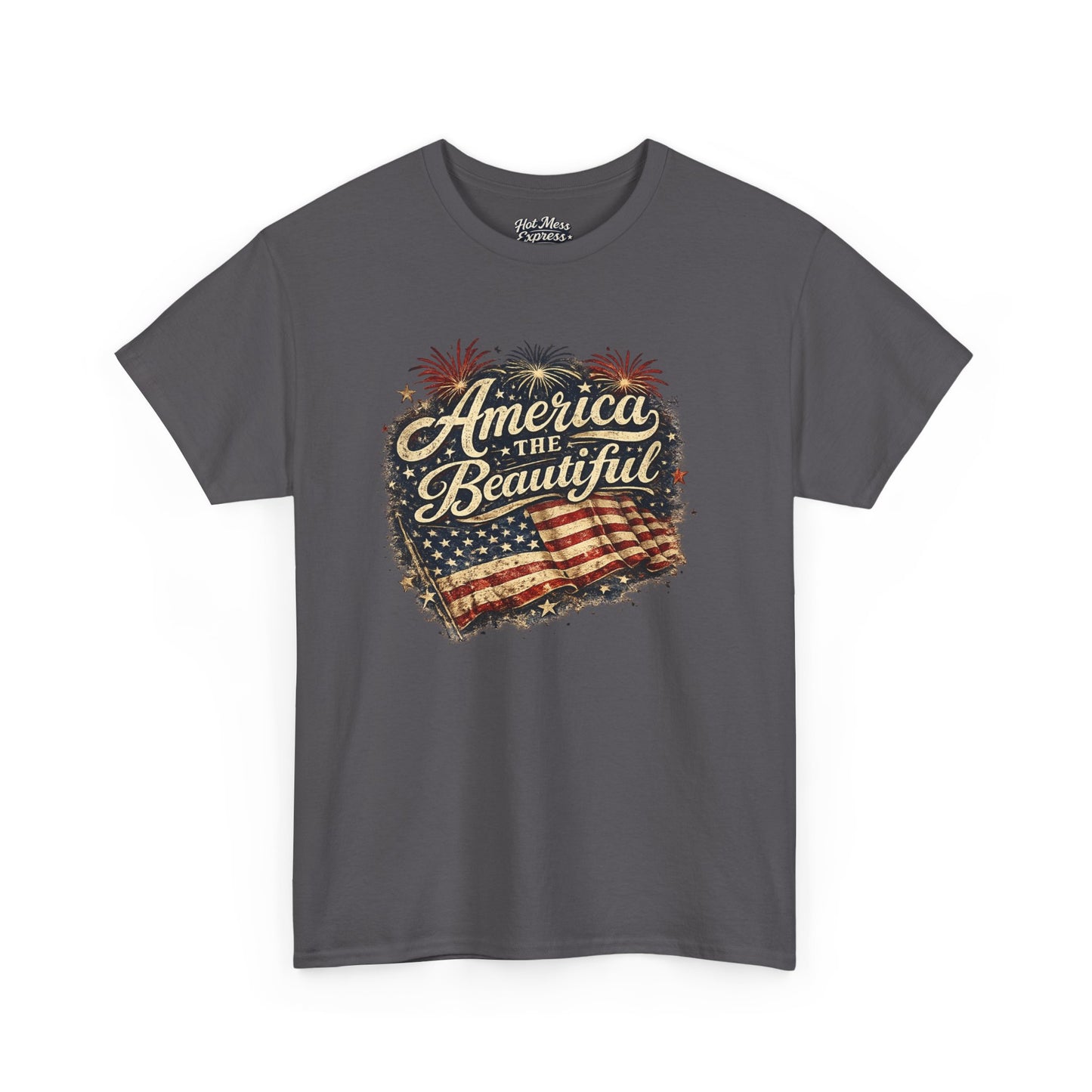 America the Beautiful T-Shirt — Vintage Flag Patriotic Tee for 4th of July