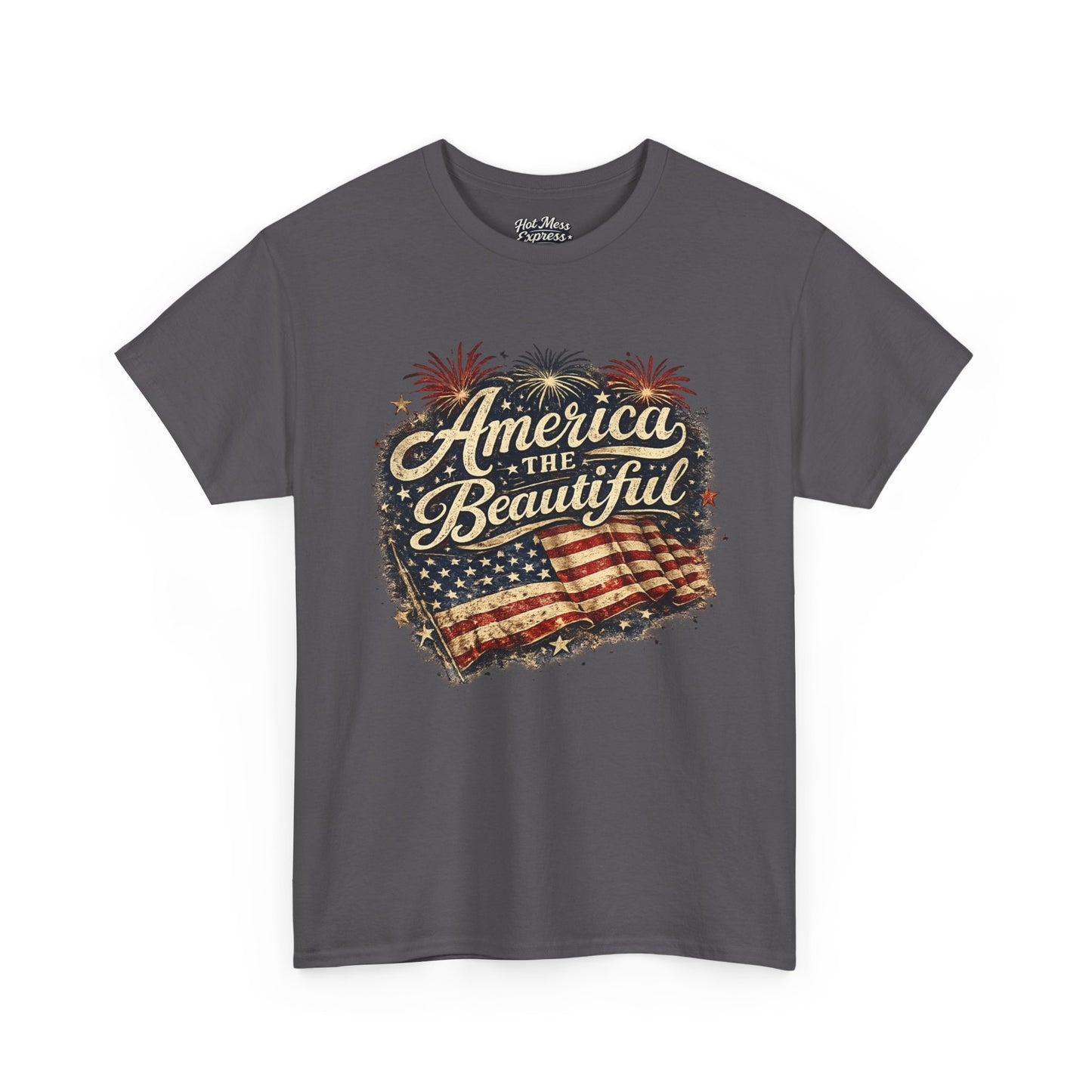 America the Beautiful T-Shirt — Vintage Flag Patriotic Tee for 4th of July