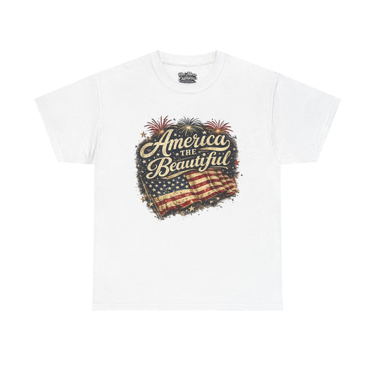 America the Beautiful T-Shirt — Vintage Flag Patriotic Tee for 4th of July