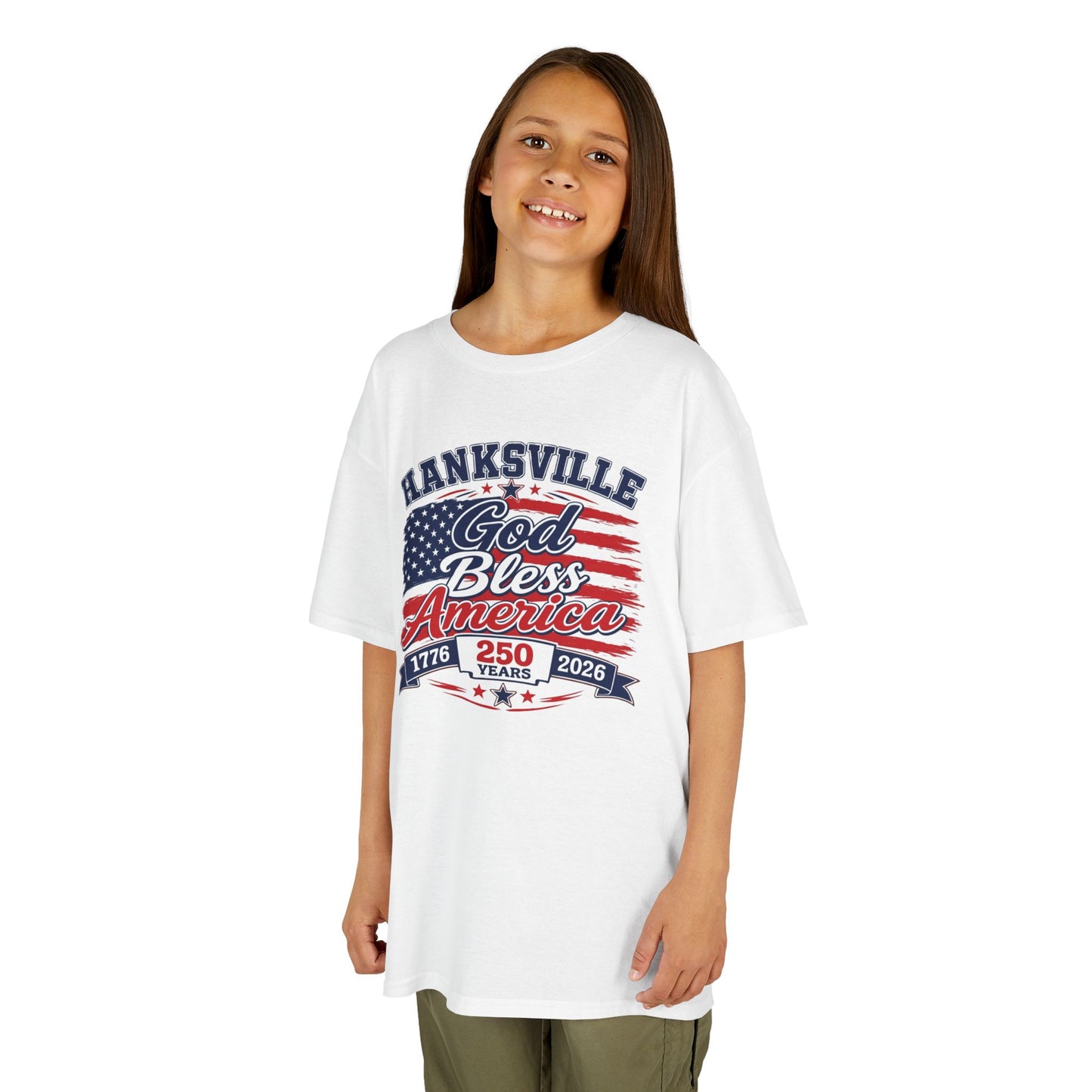 Kids Tee — 'Hanksville God Bless America 1776–2026' Patriotic Independence Day Shirt