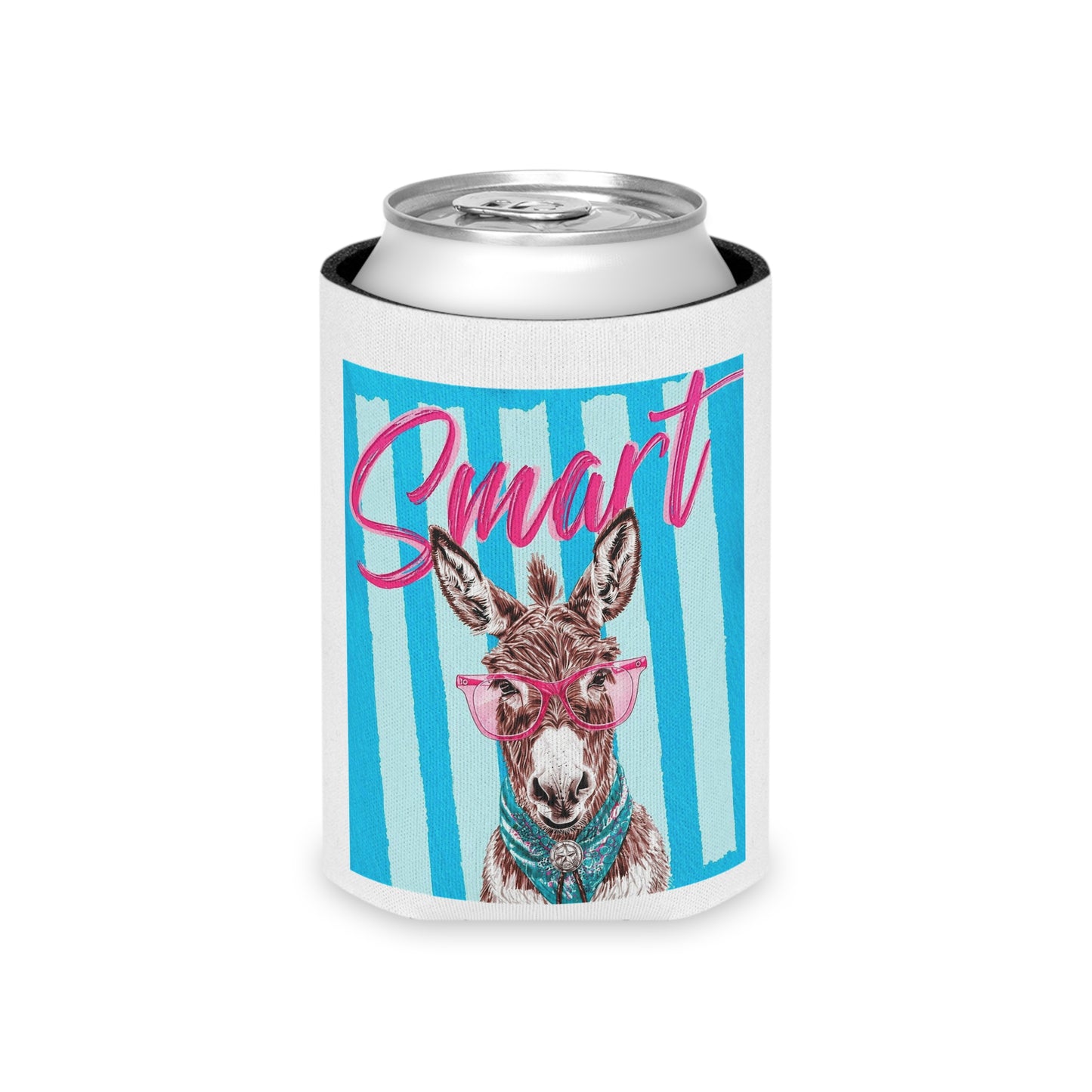 Smart Donkey Can Cooler — Cute Pink Glasses Beverage Koozie