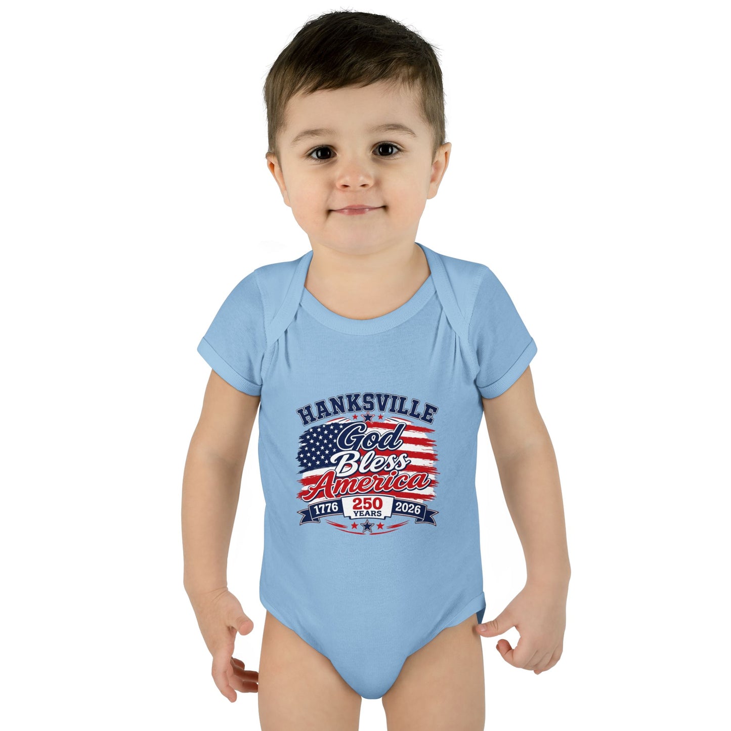 Infant Bodysuit - "Hanksville God Bless America" Patriotic Baby Onesie (4th of July, Memorial Day)
