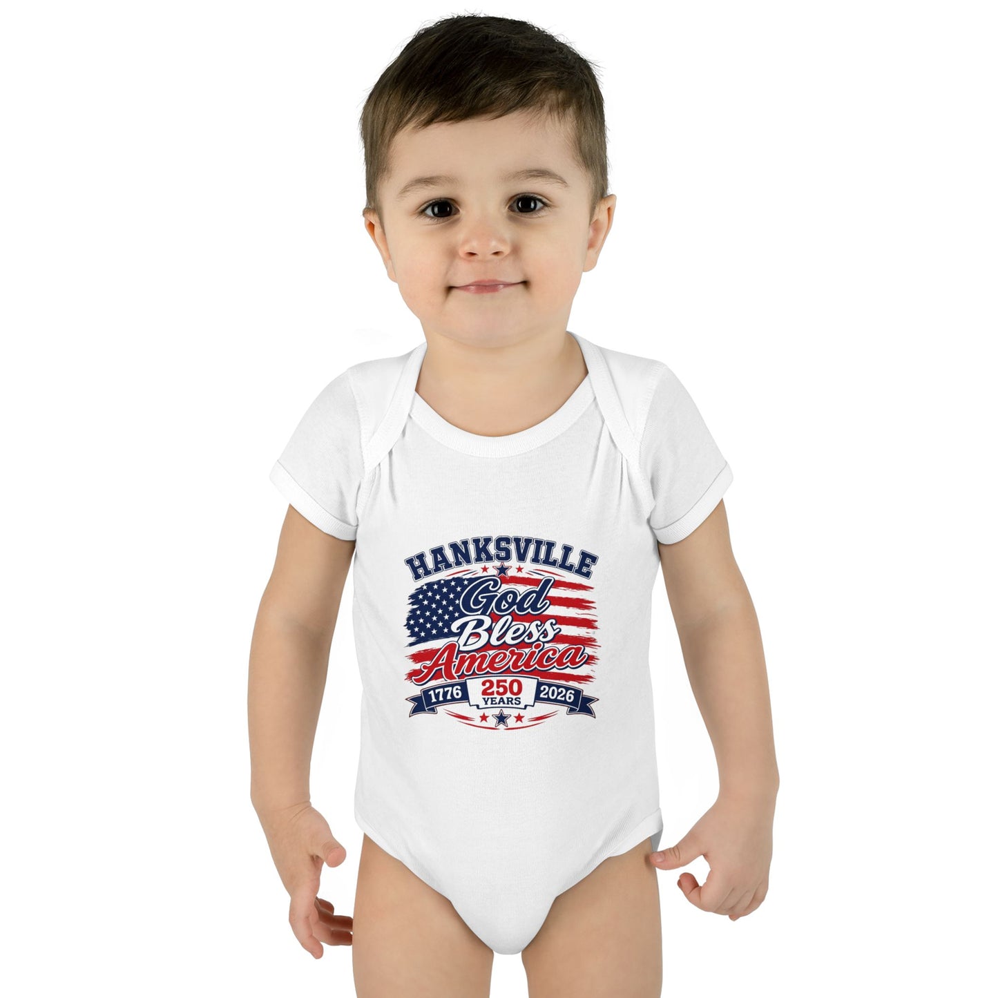Infant Bodysuit - "Hanksville God Bless America" Patriotic Baby Onesie (4th of July, Memorial Day)