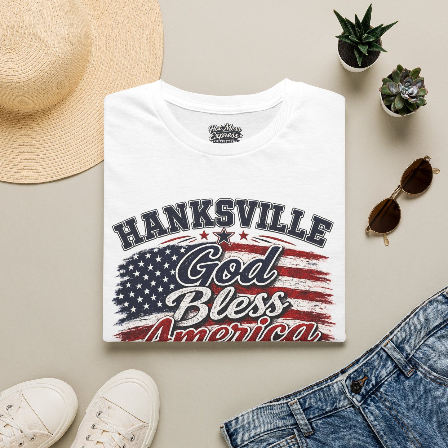 God Bless America T‑Shirt — Hanksville Patriotic USA Flag Tee